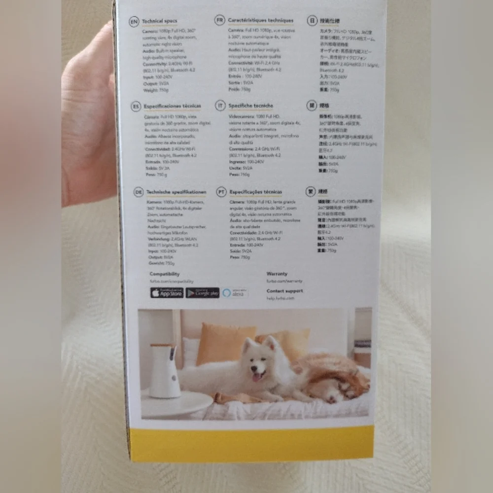 NIB Furbo 3 Dog Camera Brand New Featuring 360° View, Treat Tossing, 2-Way Talk